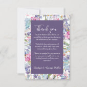 Violett Pastellgrün Wildblume Hochzeit Dankeskarte (Vorderseite)