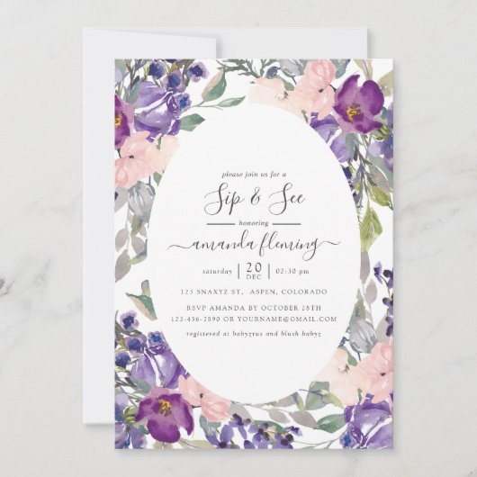 Violett, Pflaume und Blütensieb, siehe Einladung (Vorderseite)