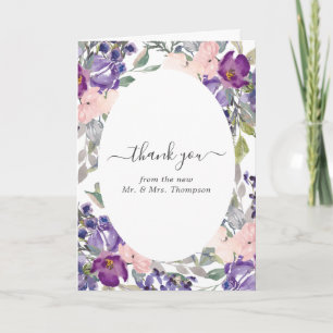 Violett, Pflaumen und Blütenblütenblüte Hochzeitss Dankeskarte