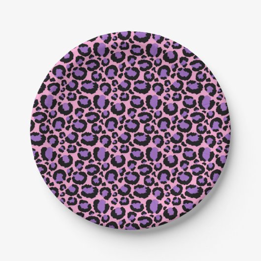 Violett Pink Cheetah Leopard Muster Tierlover Pappteller (Vorderseite)