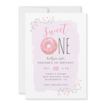 Violett | Pink Doughnut Sprinkle Sweet 1st Birthda