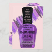Violett Pink Glitzer Nail Polnischer Wellness-Cent Einladung (Vorne/Hinten)