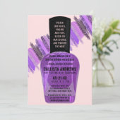 Violett Pink Glitzer Nail Polnischer Wellness-Cent Einladung (Stehend Vorderseite)