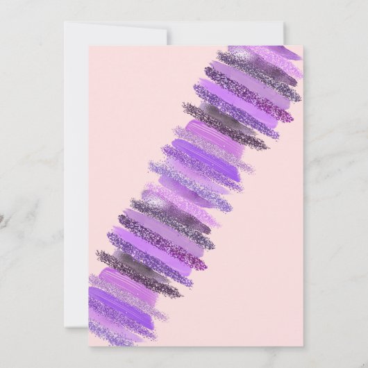 Violett Pink Glitzer Nail Polnischer Wellness-Cent Einladung (Rückseite)