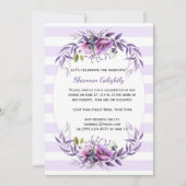 Violett Pink Lila Blumen Streifen Grad Party Einladung (Vorderseite)