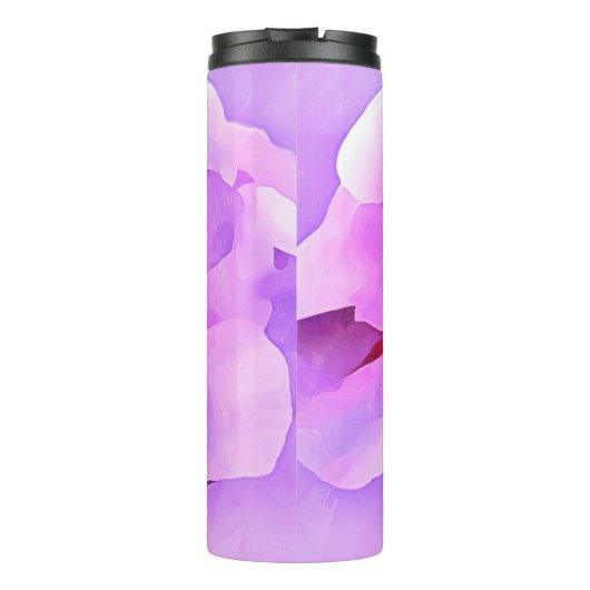 Violett Pink Wasserfarbe Hibiskus Thermosbecher (Rückseite)