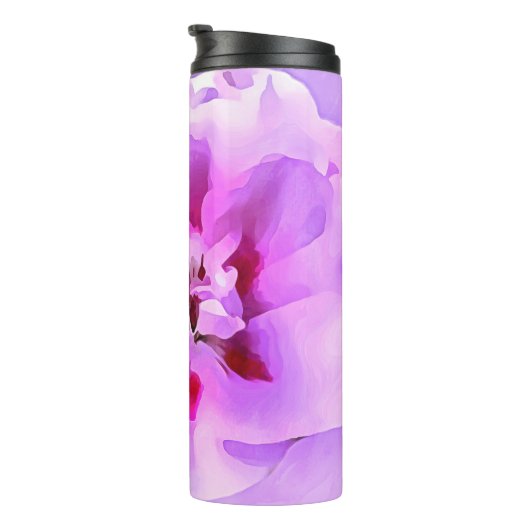 Violett Pink Wasserfarbe Hibiskus Thermosbecher (Nach rechts gedreht)