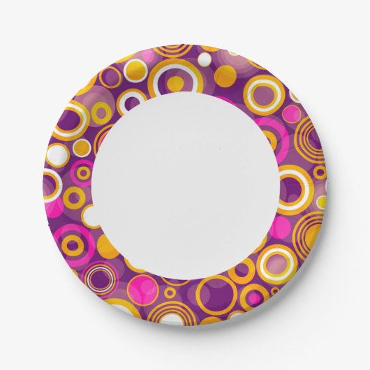 Violett Polka-Dot-Muster Pappteller (Vorderseite)