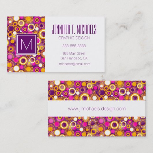 Violett Polka-Dot-Muster Visitenkarte (Vorne/Hinten)