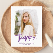 Violett | Preppy Script Foto Abschluss Vielen Dank Postkarte
