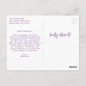 Violett | Preppy Script Foto Abschluss Vielen Dank Postkarte (Rückseite)