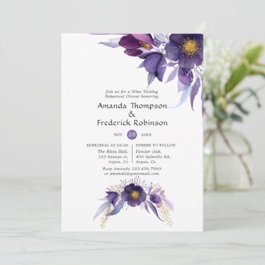 Violett Probe Frische Pasta Einladung (Stehend Vorderseite)