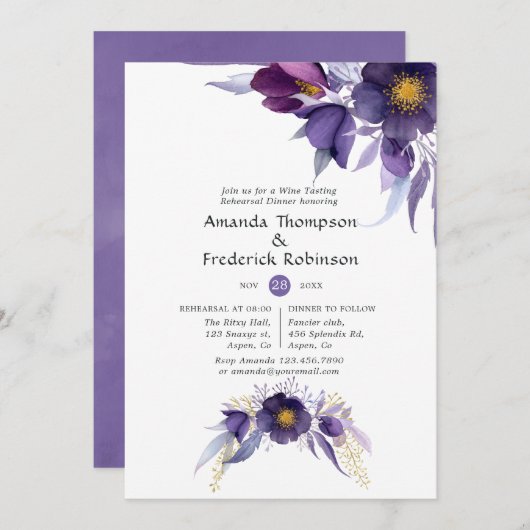 Violett Probe Frische Pasta Einladung (Vorne/Hinten)