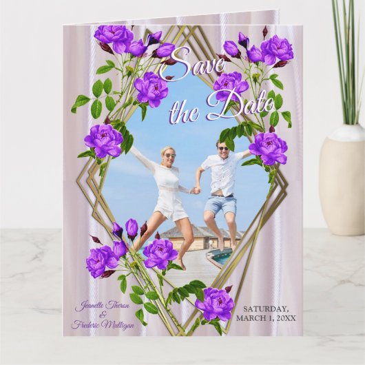 Violett Purplisch-Rose auf Magenta-Pink-Seide Karte (Vorderseite)