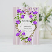 Violett Purplische Aquarellfarben Rose auf rosa Se RSVP Karte (Stehend Vorderseite)