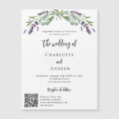 Violett-QR-Code Lavendel Details Luxushochzeit Magneteinladung (Vorderseite)