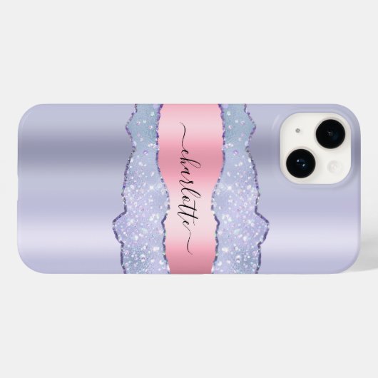 Violett-Rosa-Adlernamenskript Case-Mate iPhone Hülle (Rückseite (Horizontal))