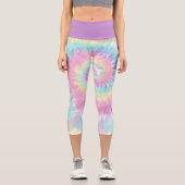 Violett Rosa blaue Gefärbte Krawatte Abstrakter Sw Capri Leggings (Vorderseite)