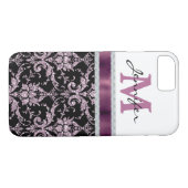 Violett-Rosa-Damask-Imitat Diamond Monogram Case-Mate iPhone Hülle (Rückseite (Horizontal))