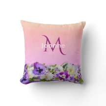Violett Rosa Flora Monogramm Name