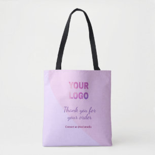 Violett rosa Ihr Logo mit uns verbinden soziale Me Tasche