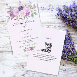 Violett rosa lila Rose QR UAWG Luxus Hochzeit Einladung
