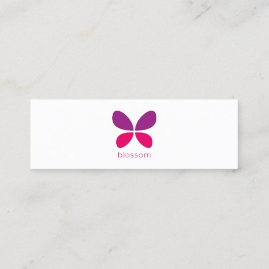 Violett Rosa Minimalistisch Modern BUTTERFLY Logo. Mini Visitenkarte (Rückseite)