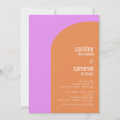 Violett Rosa und Orange Retro Geometric Wedding Einladung (Vorderseite)