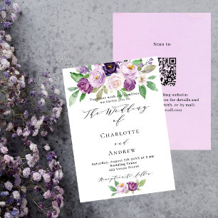 Violett rosa violette Blumen QR UAWG Luxus Hochzei Einladung