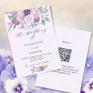 Violett Rosa violette Blumen Rose QR UAWG Hochzeit Einladung