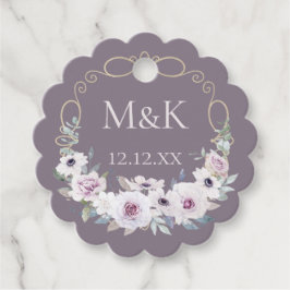 Violett Rose Blumenkranz mit Monogramm Geschenkanhänger