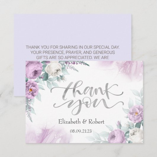 Violett-Rose Dankeskarte (Vorne/Hinten)