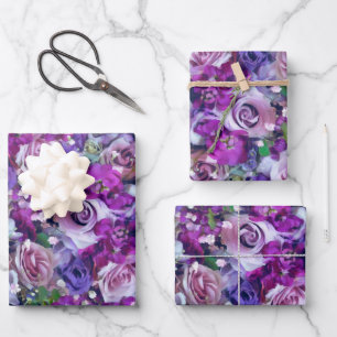 Violett Rose Garten Geschenkpapier Set
