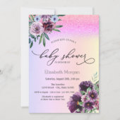 Violett-Rose, Glitzer-Bokeh-Kinderdusche Einladung (Vorderseite)