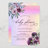 Violett-Rose, Glitzer-Bokeh-Kinderdusche Einladung (Vorne/Hinten)