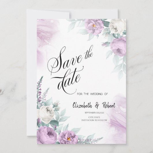 Violett-Rose Save the Date (Vorderseite)