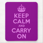 Violett Ruhe bewahren und weiter tragen Mousepad<br><div class="desc">Violet und dunkle Magenta "Keep Calm and Carry On" moderne Version des klassischen Posters.</div>