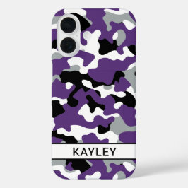 Violett-schwarze Tarnung Personalisiert iPhone 16 Hülle
