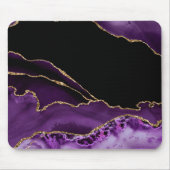 Violett Schwarzer Marmor Agate Dunkler Glamour Gol Mousepad (Vorne)