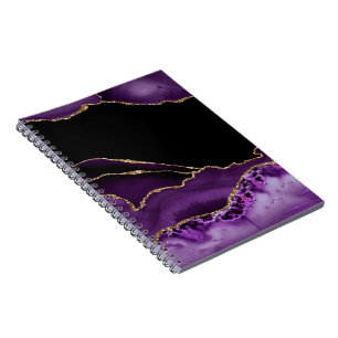 Violett Schwarzer Marmor Agate Dunkler Glamour Gol Notizblock