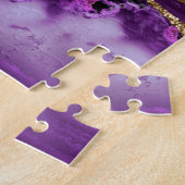 Violett Schwarzer Marmor Agate Dunkler Glamour Gol Puzzle (Seite)