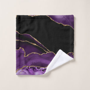 Violett Schwarzer Marmor Agate Dunkler Glamour Gol Waschlappen