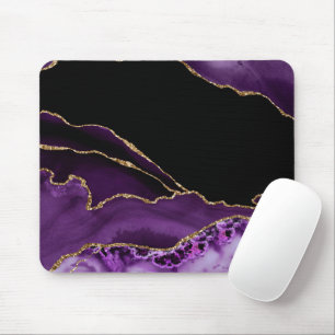 Violett-schwarzer Marmorachat Dunkler Glamour Gold Mousepad