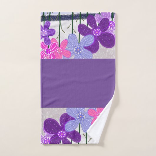 Violett Set Handtuchbad mit Blume (Handtuch)