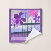 Violett Set Handtuchbad mit Blume (Waschlappen)