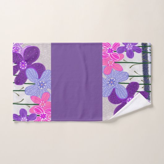 Violett Set Handtuchbad mit Blume (Handtuch)