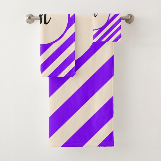 Violett Streifen Badhandtuch Set (Insitu)
