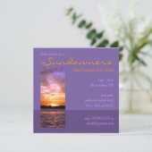 Violett Sunset Beach Party Einladung (Stehend Vorderseite)