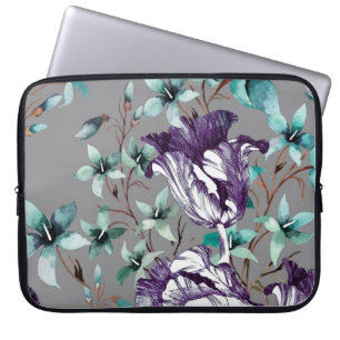 Violett Tulips: Graue Wildblumen Laptopschutzhülle