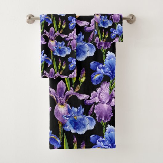 Violett und Blauer Iris Badhandtuch Set (Insitu)
